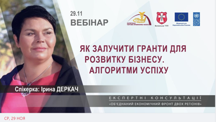 Спільно з ТПП провели вебінар "Як залучити гранти для розвитку бізнесу. Алгоритми успіху"